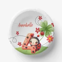 Ladybug / Watercolor 4th Birthday  Paper Bowls