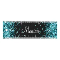 Dark Turquoise Glitter Black Ruler