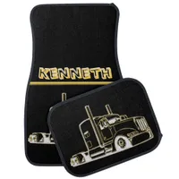 Gold Semi-Truck Digital Art Design Car Floor Mat