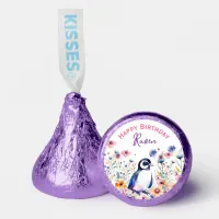 Penguin in Flowers Girl's Birthday Personalized Hershey&#174;'s Kisses&#174;