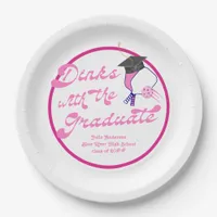 Dinks with the Graduate Pink Pickleball Graduation Paper Plates