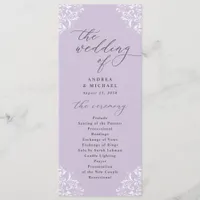 Elegant Lavender Purple Vintage Classic Wedding Program