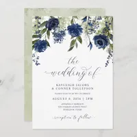 Navy Blue Wildflowers Botanical Wedding Invitation