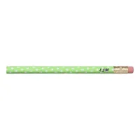 Pretty Light Green Polka Dot Pattern Monogrammed Pencil