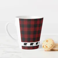 Rustic Buffalo Plaid Grizzly Bear Winter Latte Mug