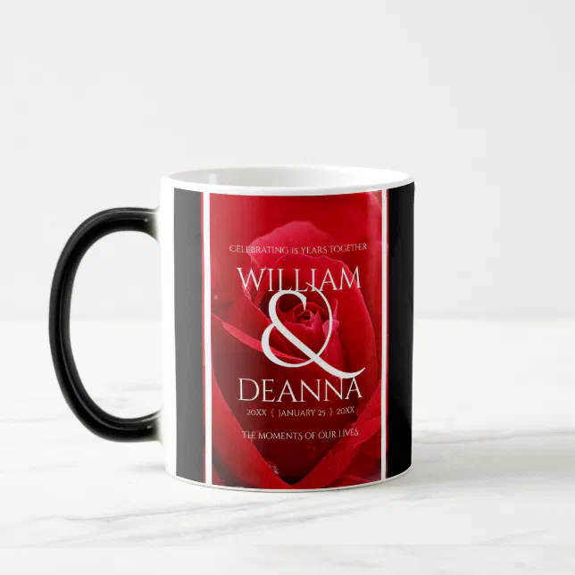 Elegant 15th 26th 36th Rose Wedding Anniversary Magic Mug