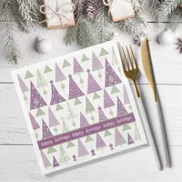 Purple Green Christmas Merry Pattern#25 ID1009 Paper Dinner Napkins