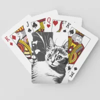 Cute black and white cat poker cards