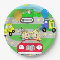 Kid's Birthday Party Trucks, Tractors and Cars Paper Plates