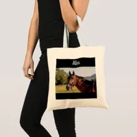 Personalized Horse Photo and Name Tote Bag