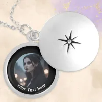 Personalized Photo and Text Goth Emo Black Locket Necklace