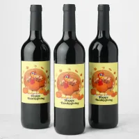 Happy Thanksgiving Typography Wine Label