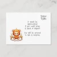 Baby diaper raffle enclosure card