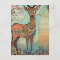 Deer Mixed Media Painting Postcard