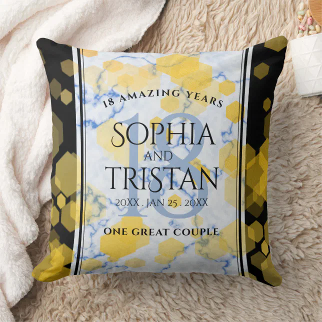 Elegant 18th Porcelain Wedding Anniversary Throw Pillow