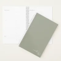 Sage Green Elegant Simple Minimalist Personalized Planner