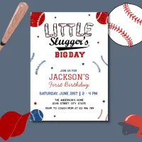 Little Slugger's Big Day I 1st Baseball Birthday Invitation