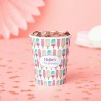 Ice Cream Colorful Add Name Summer Birthday Party Paper Cups