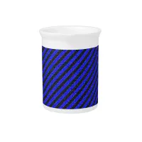 Black Blue Thin Diagonal Stripes Beverage Pitcher