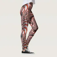 Abstract Candy Cane Christmas Patterned Leggings