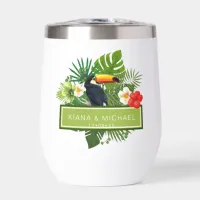 Watercolor Tropical w/Toucan Wedding ID577 Thermal Wine Tumbler