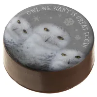 Funny Owl We Want for Christmas ... Snowy Owls Chocolate Covered Oreo