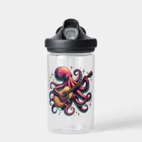 Funny Cartoon Octopus Playing Guitar Water Bottle