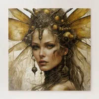 Steampunk Bee Insect Woman Jigsaw Puzzle