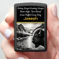 Majestic Buffalo by a Tranquil Mountain River Zippo Lighter