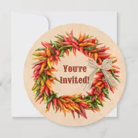 Southwest Chile Ristra Wreath Custom Invitation 