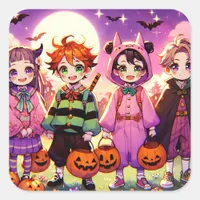 Anime Kid's Halloween Square Sticker