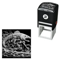 skeleton rode his chopper bike down trail self-inking stamp