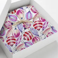 Christmas Ornaments Watercolor Pattern Holiday Tissue Paper