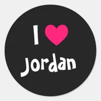 I Love Jordan Classic Round Sticker