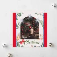 Chic arch photo typography merry christmas holiday card