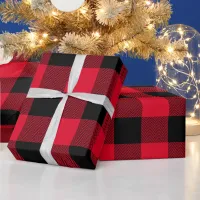 Large Red and Black Chevron Buffalo Plaid Wrapping Paper