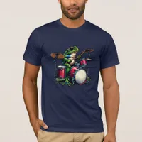 Funny Cartoon Frog Playing the Drums T-Shirt