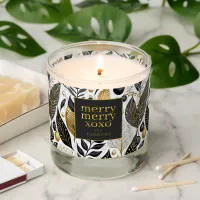 Black Gold Christmas Merry Pattern#21 ID1009 Scented Candle