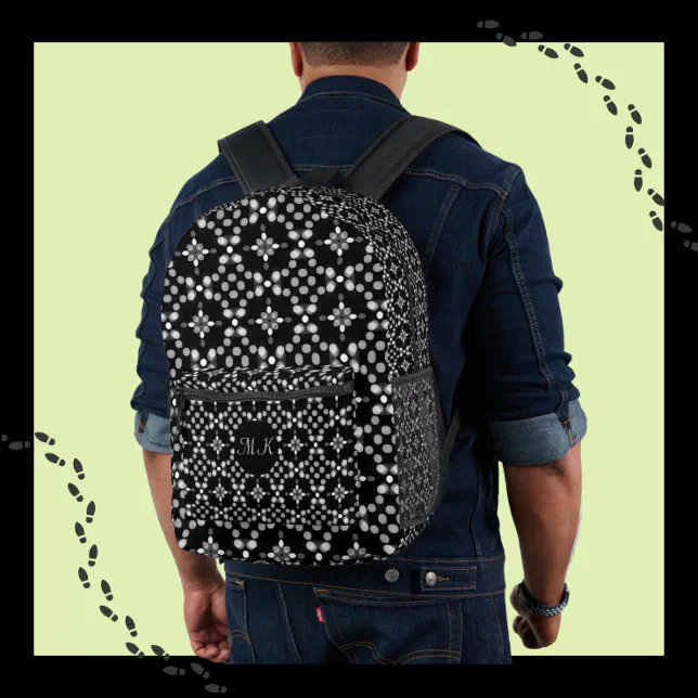 Abstract Monochrome Bokeh Dots Pattern Printed Backpack