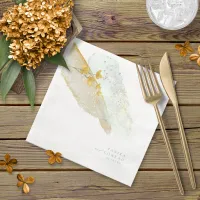 Wildflower Wedding Watercolor Paint Str Gold ID954 Paper Dinner Napkins