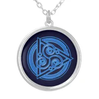 Azure Symphony: The Electric Triad Silver Plated Necklace