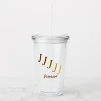 Acrylic Tumbler - Stepped Initials, Name in Browns