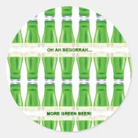 St. Patrick's Green Beer Pattern Classic Round Sticker