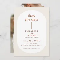 Rustic Retro Boho Rust Terracotta Save The Date Announcement