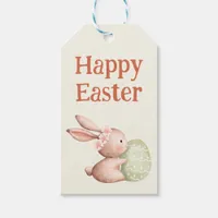 Cute Watercolor Happy Easter Bunny Gift Tags