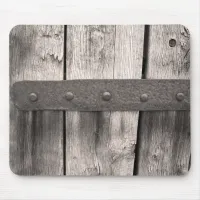 Rustic Wooden Door and Hinge Mouse Pad