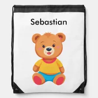 Cute Teddy Bear Simple Colorful Drawstring Bag