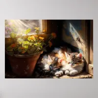 Napping kittens in the garden shed poster