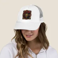 Autumn Elegance: The Floral Medallion Trucker Hat