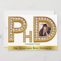 Gold Doctorate PhD Graduation Ceremony Party Photo Invitation